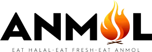 Anmol catering logo with a flame and text