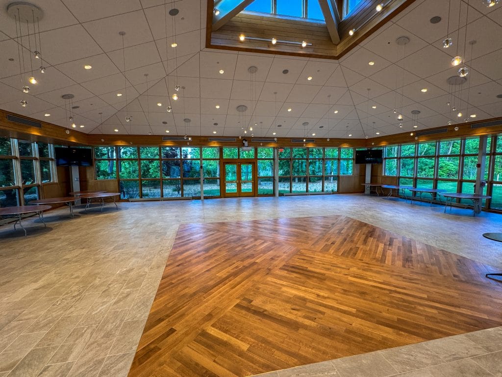 Renovated atrium at danada house.