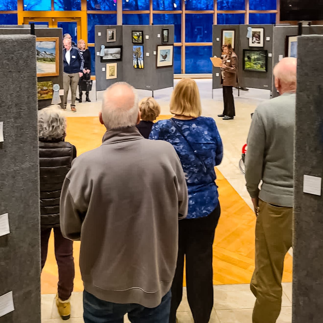 Crowd gathered for the awards ceremony inside the gallery