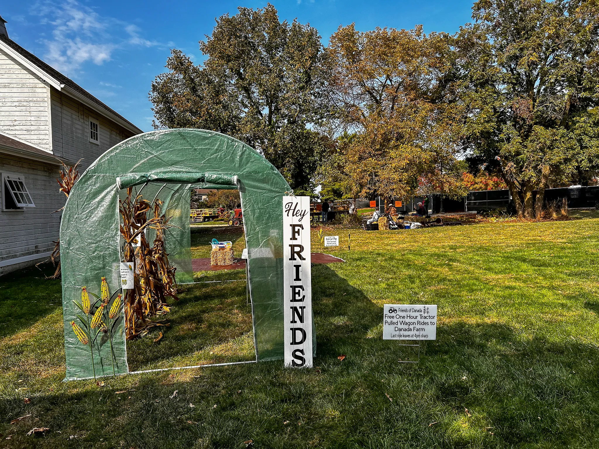 Fall activity area beside the historic danada barn during a previous festival